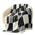 Miniatyrbillede 1 af 4: Plaid til sofa Rutet Mikrofiber Fluffy Varm Hyggelig Blød Plaid Vendbar Rutet Tæpper til Sofa, Stol, Seng, 127x152 cm (50x60 tommer) sort