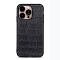 Miniatyrbillede 1 af 4: iPhone 14 Pro Max Cover Ægte Læder Krokodille Tekstur Sort