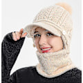 Miniatyrbilde 3 av 4: Kvinners Enkeltstykke Slouchy Fleece Lue Hodeplagg Skjerf Maske Varm Vinter Strikket Lue