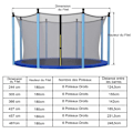 Miniatyrbillede 4 af 4: COSTWAY Trampolin Sikkerhedsnet 457cm 15FT - 6 Lige Stolper - Dobbelt Lynlås og Sikkerhedsspænder - PE - Udendørs Sort