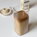 Miniatyrbild 4 av 5: Kvadratisk värmebeständig transparent kaffekopp mjölk te kopp vattenkopp lock och sugrör kaffekopp drickkopp