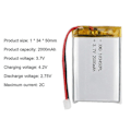 Miniatyrbild 2 av 5: 103450 3,7V 2000mAh Lipo Polymer Litium Uppladdningsbart Batteri null none