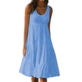 Sommerkjole til damer, løs pasform, flæse, mini, strand, afslappet, ferie Himmelblå Sky blue M