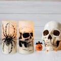 Miniatyrbild 3 av 5: Halloween Flameless Candles, Battery Operated Real Wax LED Candles with Raven, Spider, Spiderweb and Skull for Halloween Decoration