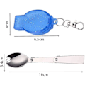 Miniatyrbillede 2 af 5: Titanium Spork Bærbart Bestik Foldbar Rustfrit Stålske Med Blå Etui Til Udendørs Camping Og Vandreture