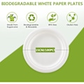 Miniatyrbilde 2 av 5: 100-pakning hvite papirtallerkener, 18 cm, 100 % biologisk nedbrytbare og komposterbare, miljøvennlige engangstallerkener (18 cm/100 stk)