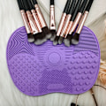 Miniatyrbillede 4 af 5: Silikone Makeup Børste Rengøringsmåtte Makeup Børste Rengøringspude Kosmetisk Børste Rengøringsmåtte Bærbar Vaskeredskab Scrubber（2stk）