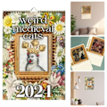 Miniatyrbilde 1 av 5: Merkelig middelaldersk katte-kalender 2024 katte veggkalender morsomme katter 11 * 8,5 tommer PÅ