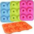 Miniatyrbillede 1 af 5: Silikone Donutform, 6 Huller Non-stick Silikone Donutform Til Donuts, Bagels - Sæt Med 4
