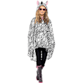 Miniatyrbillede 2 af 5: Smiffys Unisex Voksen Zebra Kostume Poncho Størrelse One Hvid/Sort White/Black One Size