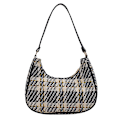 Miniatyrbillede 1 af 5: Ternet Canvas Dametaske Ny PU Læder Crescent Skuldertaske Fashionabel Enkel Lynlås Ren Farve Håndtasker til Kvinder