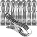 Miniatyrbilde 1 av 5: 8-pakning 12 cm klesklyper for strandhåndklær, store klesklyper i rustfritt stål for solsenger, klesklyper for klesvask, klesklyper for tunge klær S