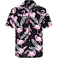 Pikkukuva 2 / 4: Havaijipaita ja shortsit miehille, normaali istuvuus, lyhythihainen, rento, funky ranta-flamingo-paitasetti M