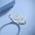Miniatyrbillede 3 af 5: Dobbelt hjerte ring i sterlingsølv til kvinder S925, til kæreste