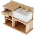 Miniatyrbillede 2 af 5: Diy 1:12 Skala Dukkehus Miniature Møbler Badeværelse Køkken Træ Vask