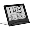 Miniatyrbild 1 av 5: Digital klocka hopfällbar reseväckarklocka - Kompakt väckarklocka med temperatur- och datumvisning - Digital väckarklocka