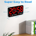 Miniatyrbillede 4 af 5: Digitalt ur, 9 tommer LED digitalt ur stor skærm 12/24 timer, store tal, lille lydløs væg