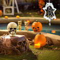 Miniatyrbilde 2 av 5: 3D rustfritt stål hengende vinddrevet kinetisk ornament skulptur Halloween-dekorasjoner for innendørs utendørs spinner