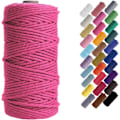 Miniatyrbild 1 av 5: Macramé-snöre, Bomullsrep, för Väggbonader, Växtupphängningar, DIY-hantverk, Heminredning, Presentinslagning 3mmx100m Rosröd