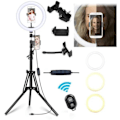Miniatyrbillede 1 af 5: Selfie Lampe LED Ring Light Stativ 50 - 216 cm + Fjernbetjening Sort Sort