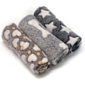 Miniatyrbillede 1 af 5: 1-pak 3 Valpe Tæpper Superbløde Varme Sovemåtter Grå Sødt Trykte Fluffy Fleece Kæledyrstæpper Flanellplaid Hundetæpper til Små Hunde Katte, (23 \"x...