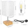 Miniatyrbild 5 av 5: Touch Sängbordslampa, Dimbar Touchkontroll Nattduksbordslampor, Liten Lampa Träbas Beige Linneväv Lampskärm för Sovrum, Dimbar Glödlampa Ingår
