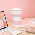 Miniatyrbild 2 av 5: Rosa Hopfällbar Vattenkopp Silikonmugg 350ml Praktisk Ihopfällbar Vikbar Kaffemugg