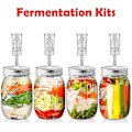 Miniatyrbillede 1 af 4: Bredmundet Mason Jar Sæt Med Fermentering Låg Og Luftsluse Husholdningskøkkenartikler Fra Chuaidu Butik