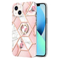 Miniatyrbild 2 av 4: iPhone 15 Skal Marmor Ring Rosa Blomma