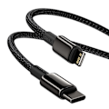 Pikkukuva 4 / 5: Baseus Tungsten 1m 20W PD USB-C - Lightning Punottu Nylonkaapeli - Musta Black Svart
