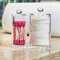 Miniatyrbillede 3 af 5: Bomuldsboks 2 Runde Bokse Transparent Akryl Makeup Opbevaring Til Vatpind Og Bomuld