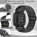 Pikkukuva 2 / 5: Joustavat nylonrannekkeet, yhteensopivat Fitbit Versa 4/Fitbit Versa 3/Fitbit Sense/Sense 2 -laitteiden kanssa, pehmeä säädettävä urheiluranneke