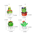 Miniatyrbild 2 av 5: Kaktusfigurer Glas Miniatyr Kaktus Simulering Växter Figurer Ornament Dekoration Skrivbords Hantverk Hem De