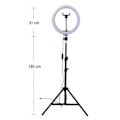Miniatyrbillede 2 af 5: Selfie Lampe LED Ring Light Stativ 50 - 216 cm + Fjernbetjening Sort Sort