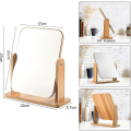 Miniatyrbillede 4 af 4: Træ makeup spejl toiletbord spejl 360 drejelig skrivebordsspejl firkantet spejl til toiletbord skrivebord, badeværelse, soveværelse
