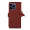 Miniatyrbillede 3 af 5: iPhone 15 Pro Etui RFID Ægte Læder Brun