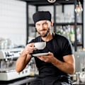 Pikkukuva 4 / 5: 2 kpl Unisex-kokkihattu Ruoan tarjoilu Musta kokkihattu Säädettävä