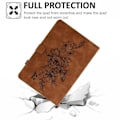 Miniatyrbillede 5 af 5: Beskyttende etui til Samsung Galaxy Tab A7 Lite 8,7 tommer T220 / T225, præget sommerfuglblomstermønster PU-læderetui med syninger, brun