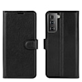 Pikkukuva 2 / 5: Samsung Galaxy S21 Plus - Litsi Nahkakotelo - Musta Black Svart