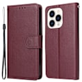 Miniatyrbillede 1 af 5: iPhone 15 Etui Læder Med Snor Vinrød