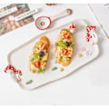 Miniatyrbilde 4 av 5: 14\" Rektangulær Serveringsbrett i Keramikk med Soppform og Doble Håndtak for Dessert, Snacks, Bakverk, Stekeplater, Dekorativt Fat med Søte ...