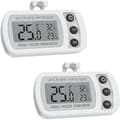 2-pack kylskåpstermometer, digital frys/kyltermometer med krok - Lättläst LCD-display, max/min-funktion, vit[CO]