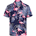 Pikkukuva 2 / 5: Havaijipaita ja shortsit miehille, normaali istuvuus, lyhythihainen, rento, funky ranta-flamingo-paitasetti L