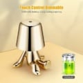 Miniatyrbilde 4 av 5: Gullfarget Lampe Trådløs USB-lading Bærbar LED Nattbordslampe for Soverom Stue Kontor - Mr Who