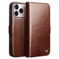 iPhone 17 Pro QIALINO Genuine Leather Wallet Case - Brown Brun brown