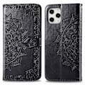 Miniatyrbillede 3 af 4: iPhone 12 Pro Max - Mandala Læder Etui - Sort Sort Sort