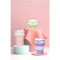 Miniatyrbild 5 av 5: Rosa Hopfällbar Vattenkopp Silikonmugg 350ml Praktisk Ihopfällbar Vikbar Kaffemugg