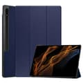 Samsung Galaxy Tab S10 Ultra / S9 Ultra Leather Case with 3-Fold Design Mörkblå