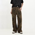 Pikkukuva 2 / 5: Bruna leopardifarkut - Naisten farkut - Naisten housut - Ylisuuret leveälahkeiset housut - Leopardikuvio leopardiprintti 2XL