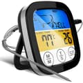 Digital grilltermometer med pekskärm, förinställda kötttemperaturvarningar och timer för matlagning och grillning, svart